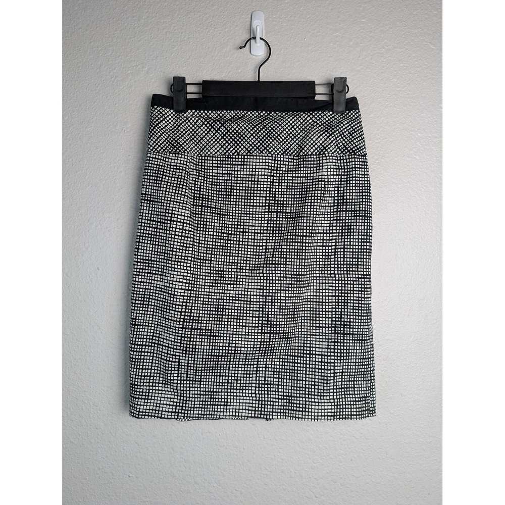 EXPRESS DESIGN STUDIO Skirt Womens 2 Black Check Straight Pencil Knee Lined Slit
